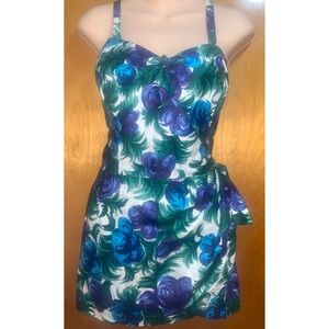Vintage Paradise Hawaii Romper Wrap Mini Dress S M